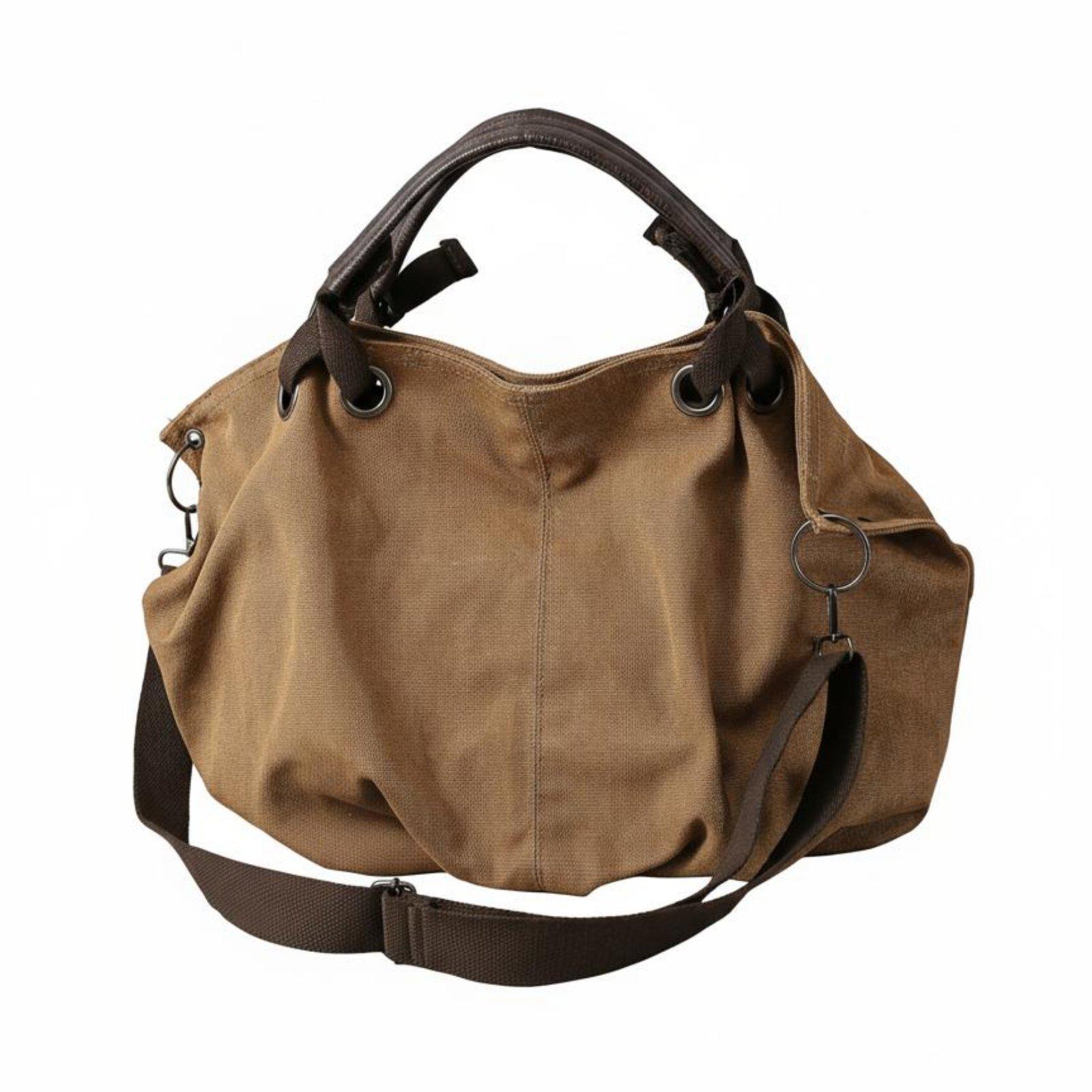 Women Bags For Office Use - キャンバス キャリーオール ヴィンテージ ワークウェア オーバーサイズ クロスボディバッグ