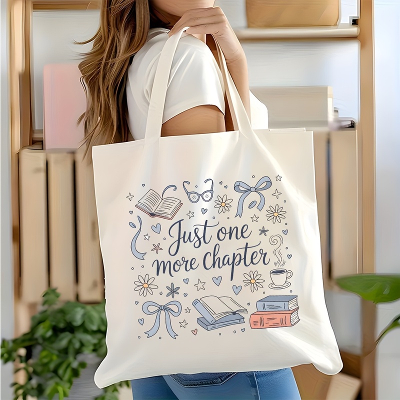 Women'S Work Bags Designer - 本をモチーフにしたデザインのシングルショルダーバッグ。デイジーリボンと読書に関するスローガンが付いています。日常の通勤、仕事、ギフトに適しています。
