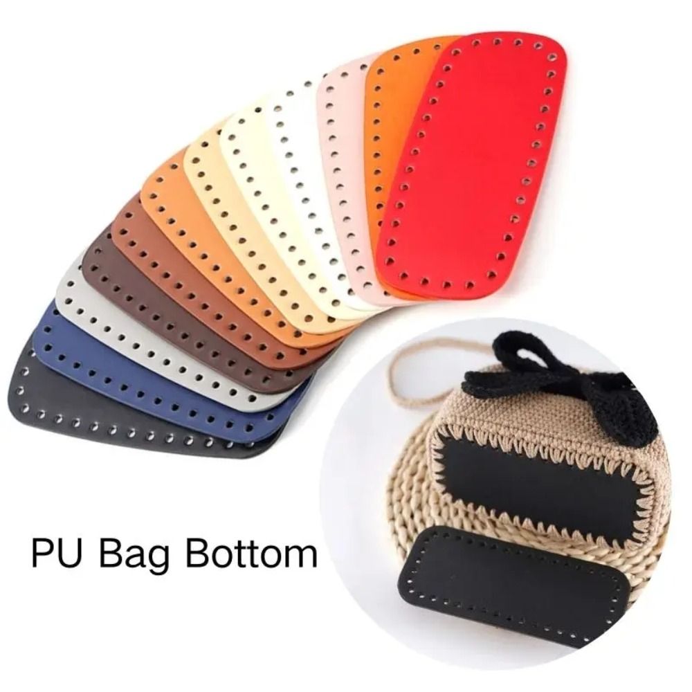 Crochet Market Bag - ポータブルPUレザーかぎ針編みバッグ底、楕円形、穴付き、ロングバッグ底、バッグ/財布製作、ハンドメイド底、女性用