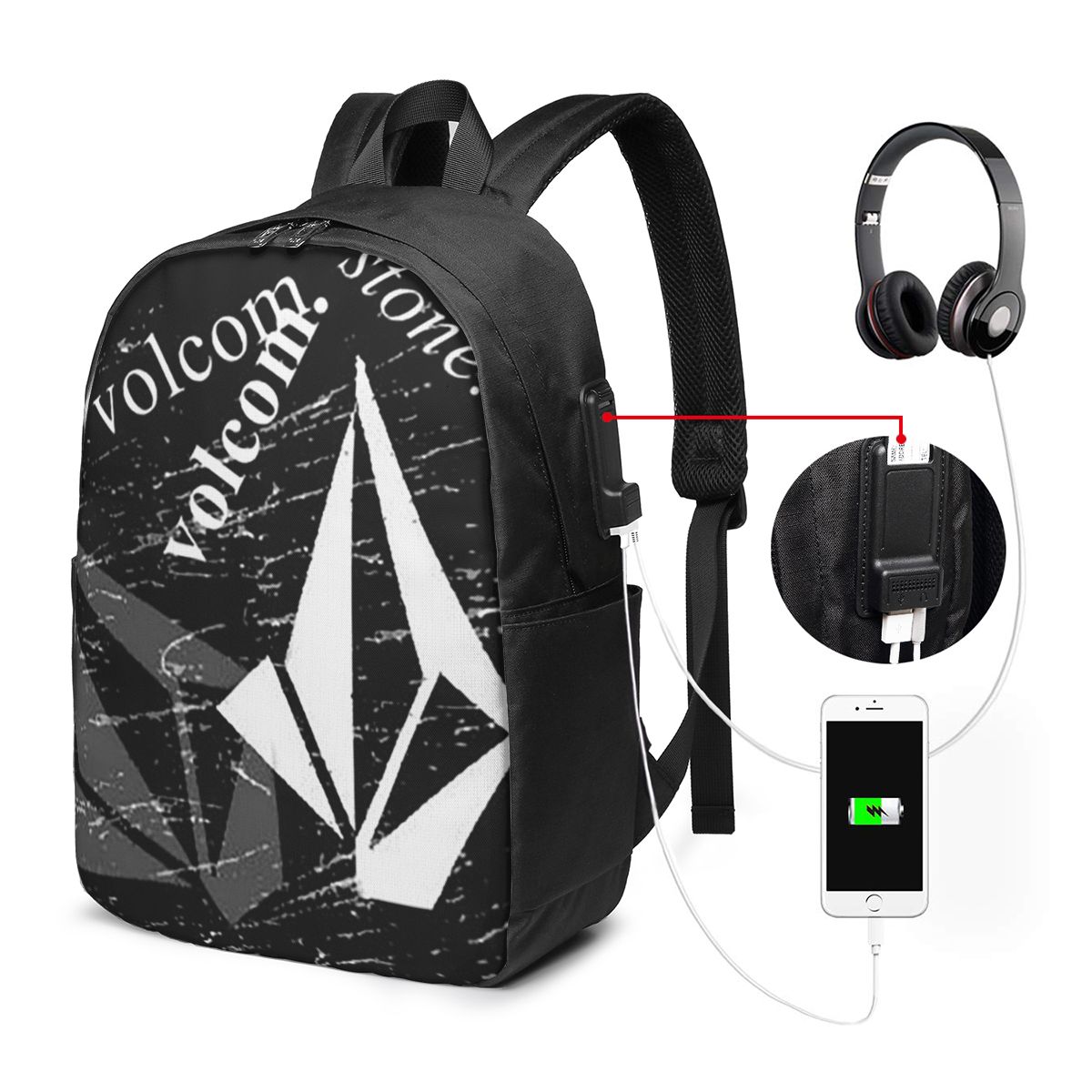 Women Bags Laptop - V-Volcom ロゴ バックパック トラベル ノートブック バッグ