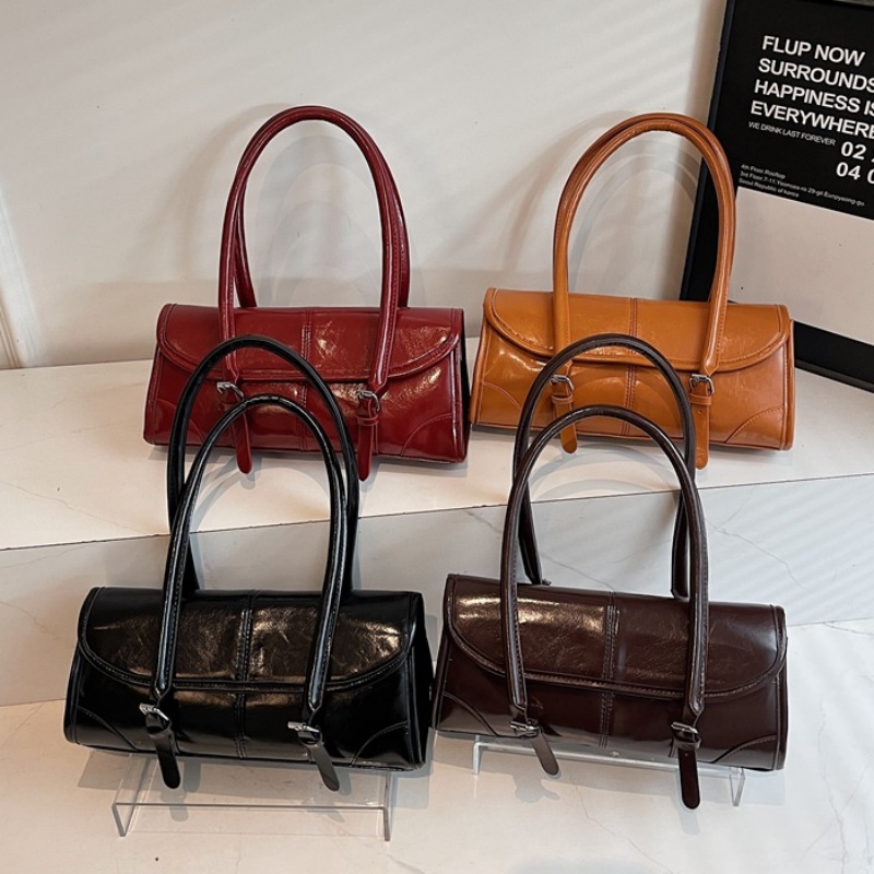 Women Bags For Airport - 高品質バーガンディPUレザー脇の下バッグエレガントな女性の磁気バックルショルダーバッグ通勤多用途レディーストートバッグ