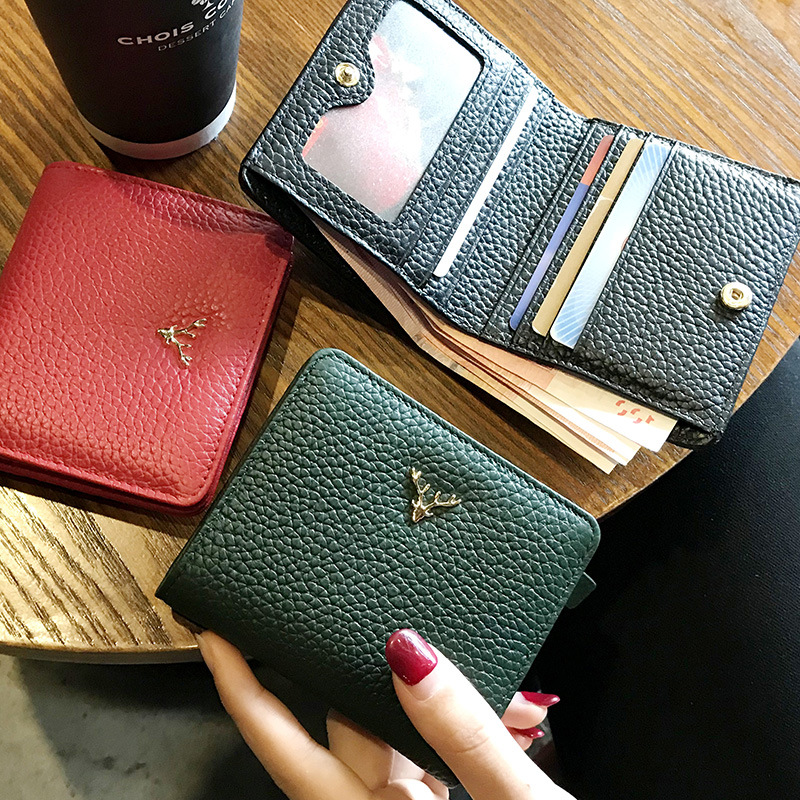 Women Bags Zara - 女性用牛革財布,小さな牛革の財布,短い薄い財布,シックなクリスマスのカイのボタン,本革のカードホルダー