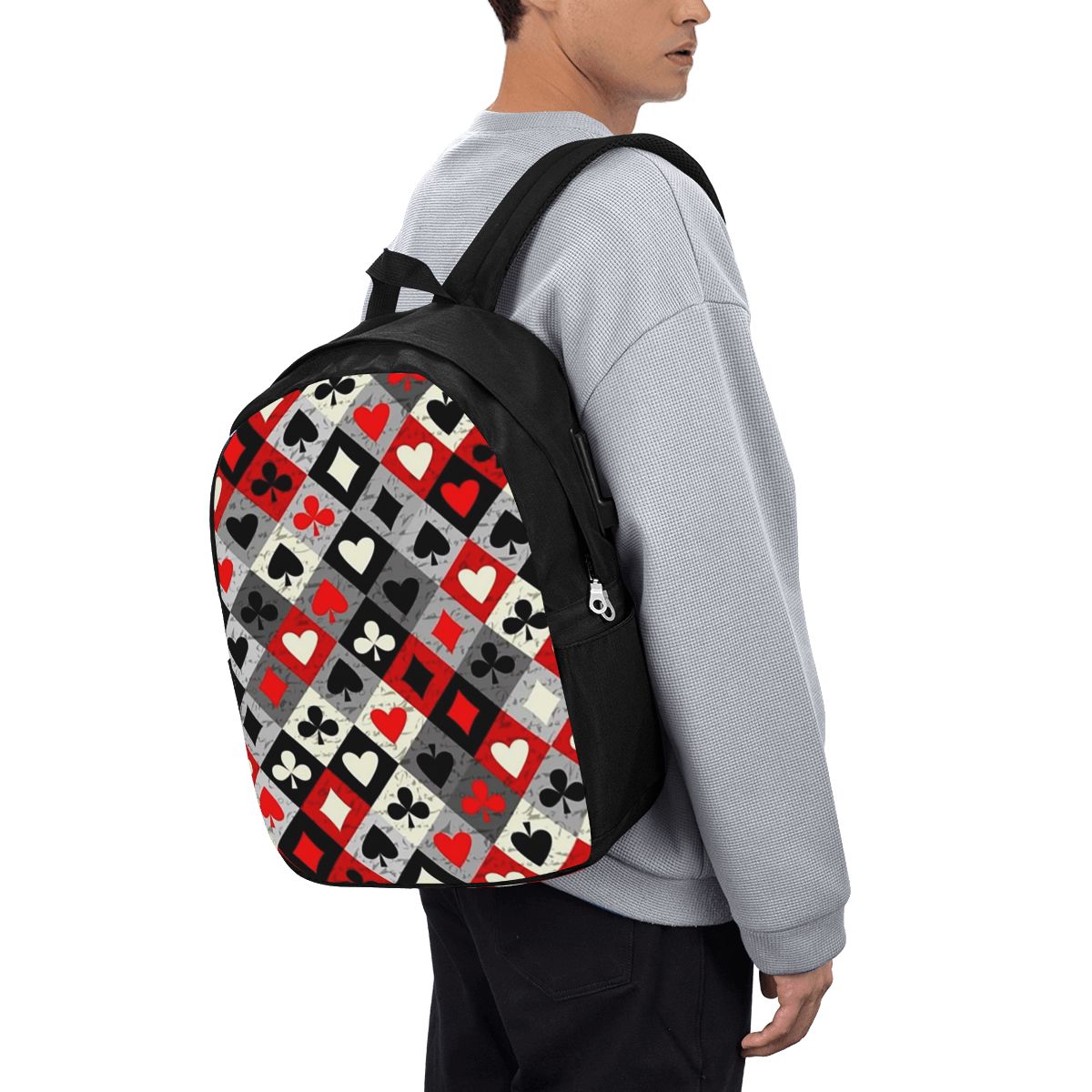 Women'S Bag - トランプポーカープリントバックパック旅行ノートブックバッグコンピュータ大学生スクールバッグラップトップショルダーバッグ男性女性用