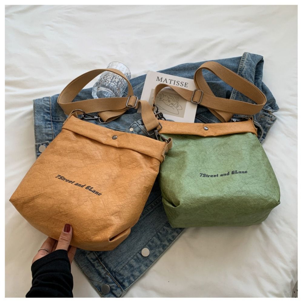 Women'S Bags Cross Body - 女性用クラフト紙クロスオーバーボディバッグ,大容量,カジュアルバケット,ヴィンテージショルダーバッグ,ファッショナブル