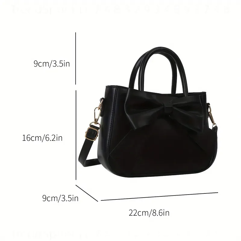 エレガントな黒のリボンハンドバッグ、ゴールドの金具と取り外し - Women Bags Work のレビューと価格