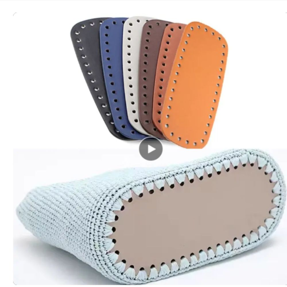 ポータブルPUレザーかぎ針編みバッグ底、楕円形、穴付き、ロン - Crochet Market Bag のレビューと価格