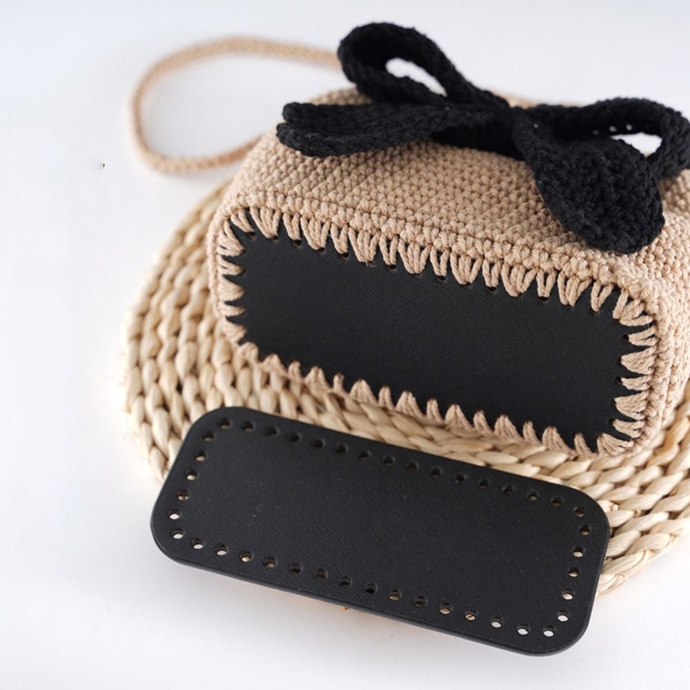 ポータブルPUレザーかぎ針編みバッグ底、楕円形、穴付き、ロン - Crochet Market Bag のレビューと価格