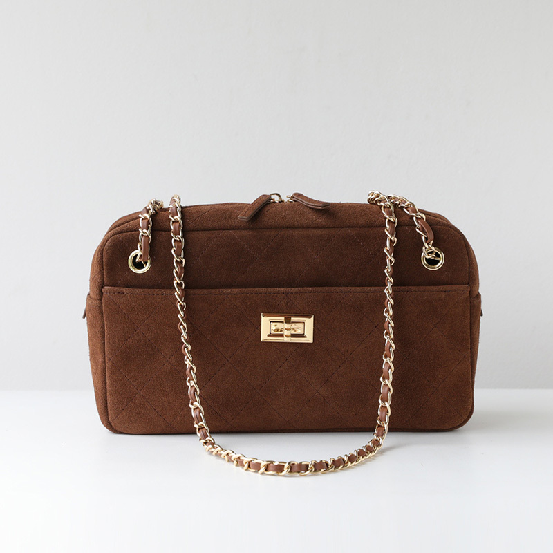 レトロなスエード素材のカメラバッグ、ハンドバッグ、ボウリング - Women Bags For Airport のレビューと価格