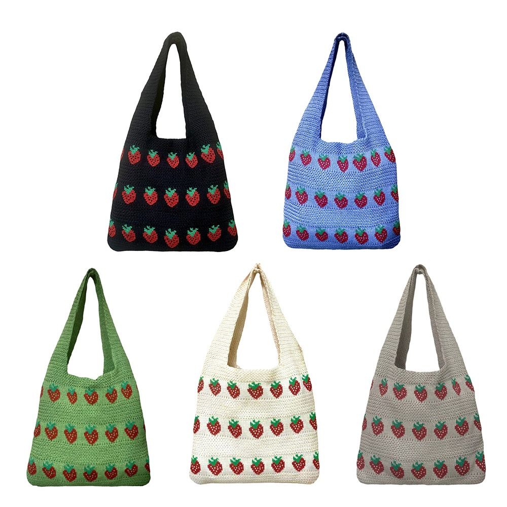 ニットデザインの女性用ハンドバッグ、大容量軽量トートバッグ、 - Crochet Market Bag のレビューと価格