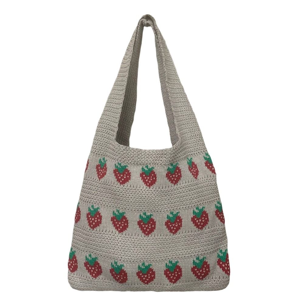 ニットデザインの女性用ハンドバッグ、大容量軽量トートバッグ、 - Crochet Market Bag のレビューと価格