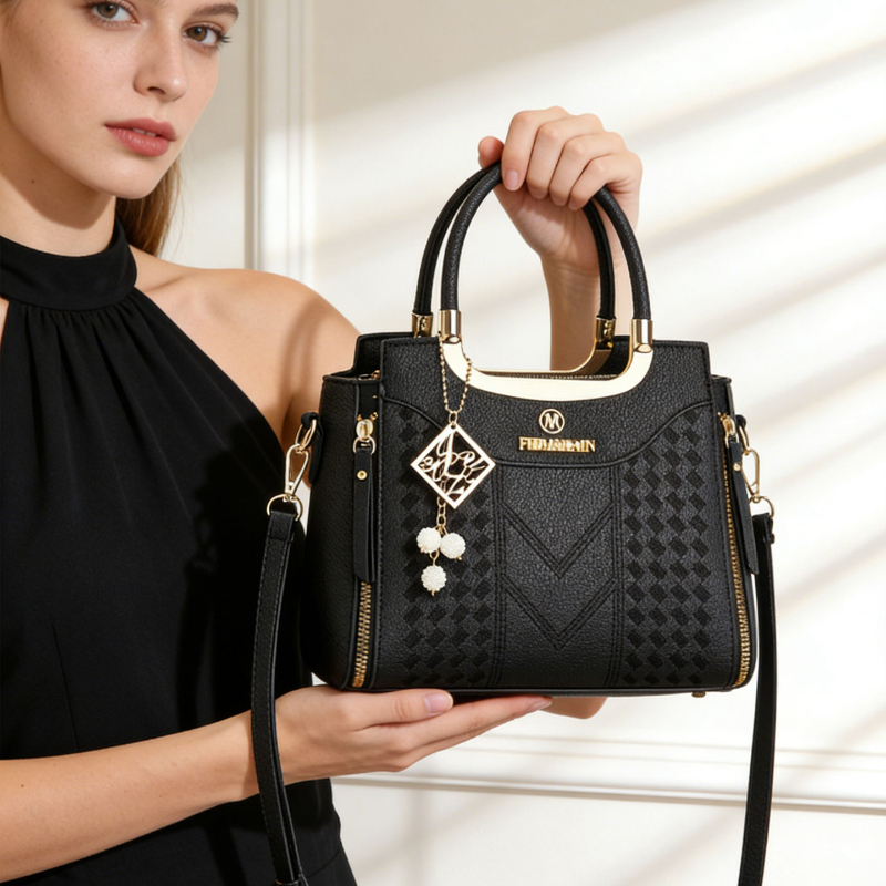 ライチ柄PUレザー製の3ピースハンドバッグセット。 この無地 - Women'S Bags Cross Body のレビューと価格