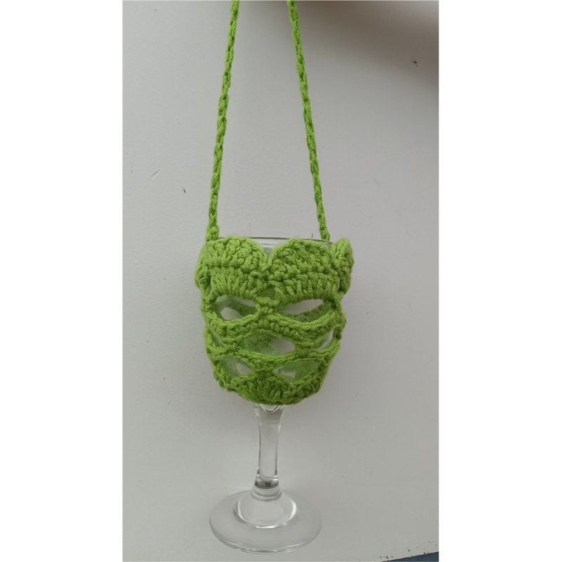 シンプルなニットクロシェワイングラス型クロスボディバッグ、無 - Crochet Market Bag のレビューと価格