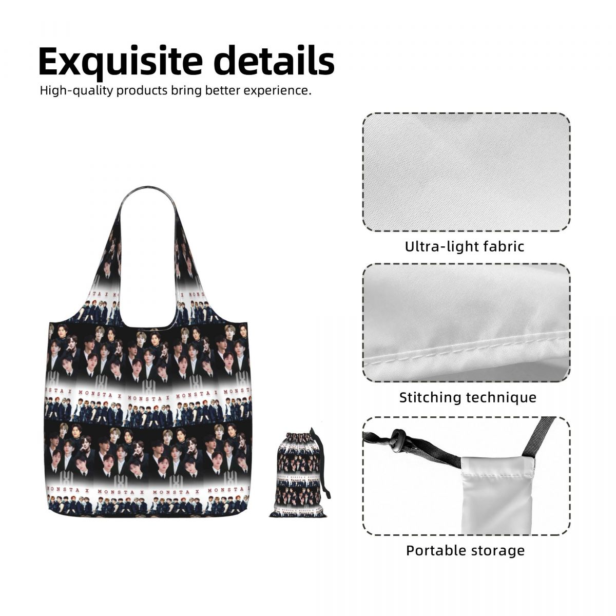 Monsta X Kpop ショッピングトートバッグ キャン - Women X Bags のレビューと価格