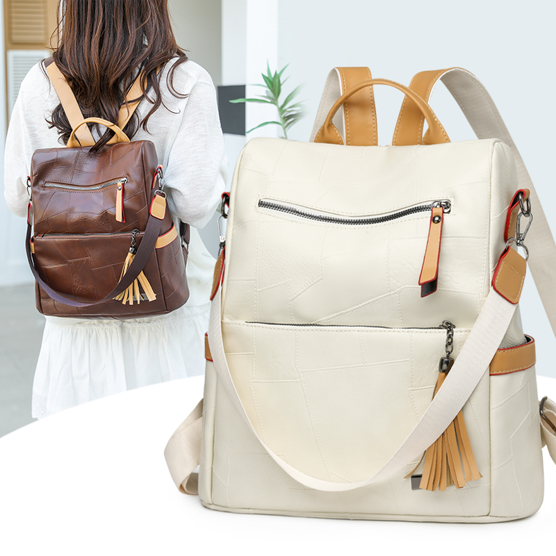 ヴィンテージ Pu レザー女性バックパック大容量盗難防止トラ - Women Bags For Office Use のレビューと価格