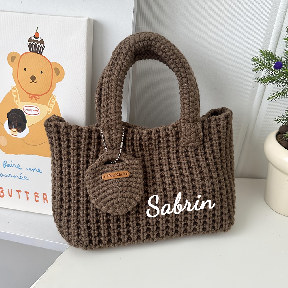 カスタム名入りニットトートバッグ 女性用 手作りかぎ針編みシ - Crochet Market Bag のレビューと価格