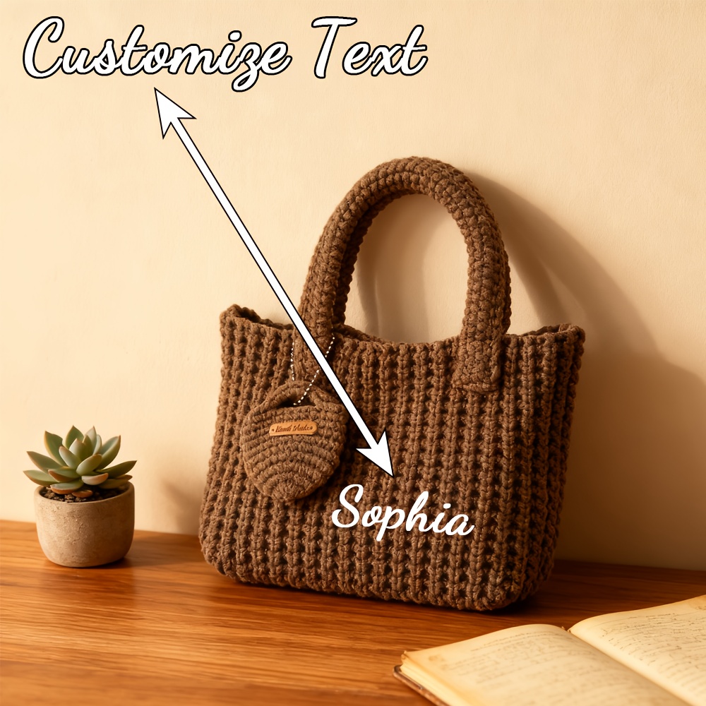 カスタム名入りニットトートバッグ 女性用 手作りかぎ針編みシ - Crochet Market Bag のレビューと価格
