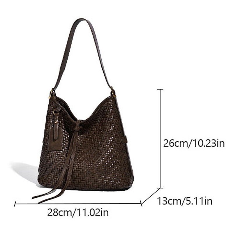 女性用織りトートバッグ ホーボーハンドバッグ 脇の下に挟むシ - Women Bags Work のレビューと価格