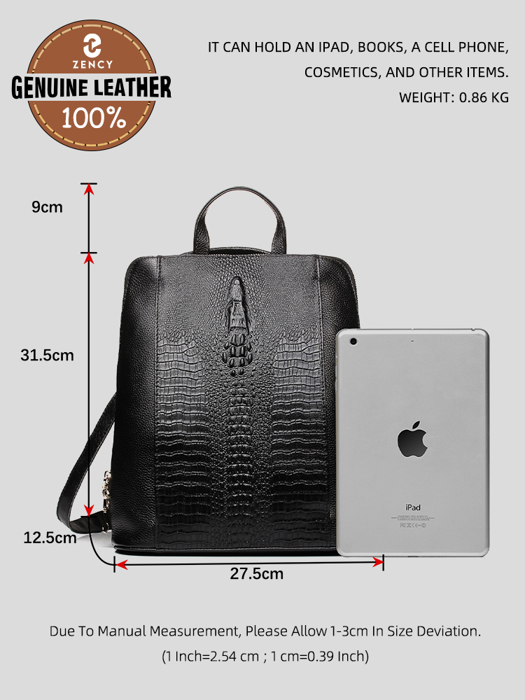 Zency レディース クロコダイルレザー バックパック 1 - Women Bags Laptop のレビューと価格